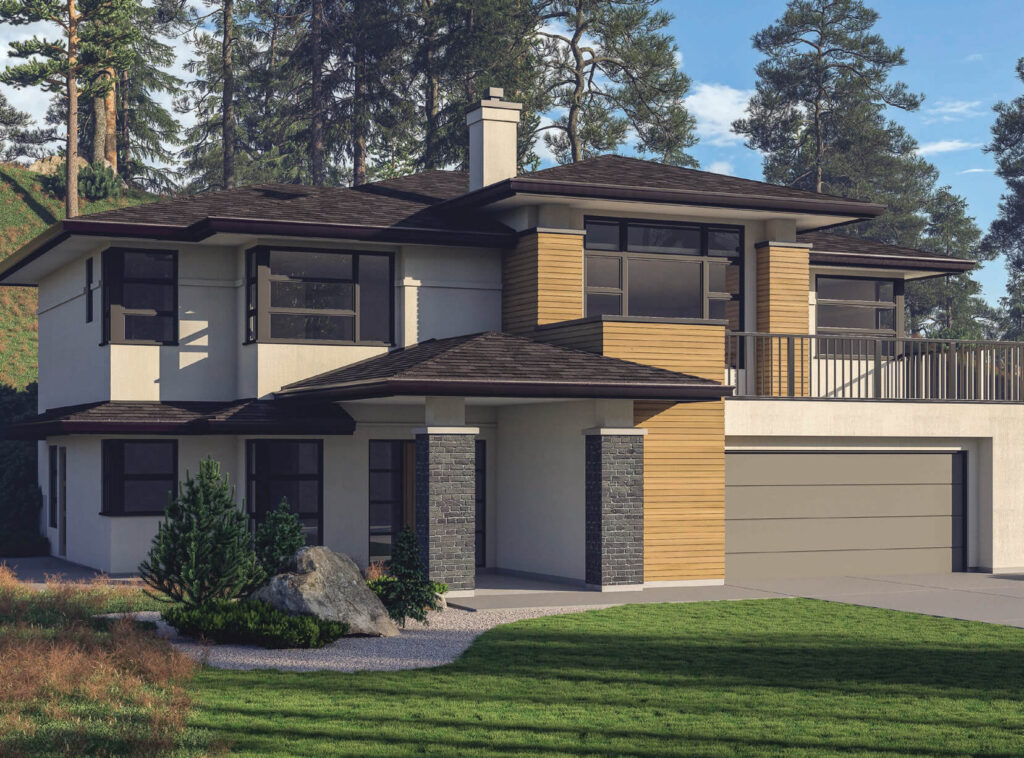 A rendering of the front of a house.